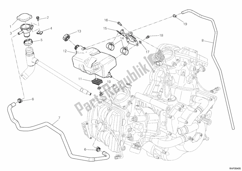 All parts for the Tank, Water Reservoir of the Ducati Diavel FL Brasil 1200 2018